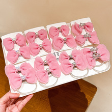 皇冠头饰儿童蝴蝶结发夹粉色可爱女童发卡对夹汉服发饰碎发边夹