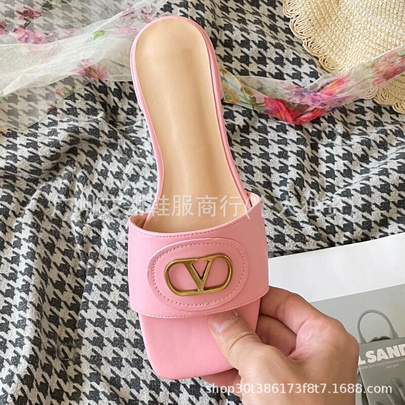 外贸新款欧美中东迪拜俄罗斯荷兰德国新加坡V字扣真皮平底一字拖|undefined