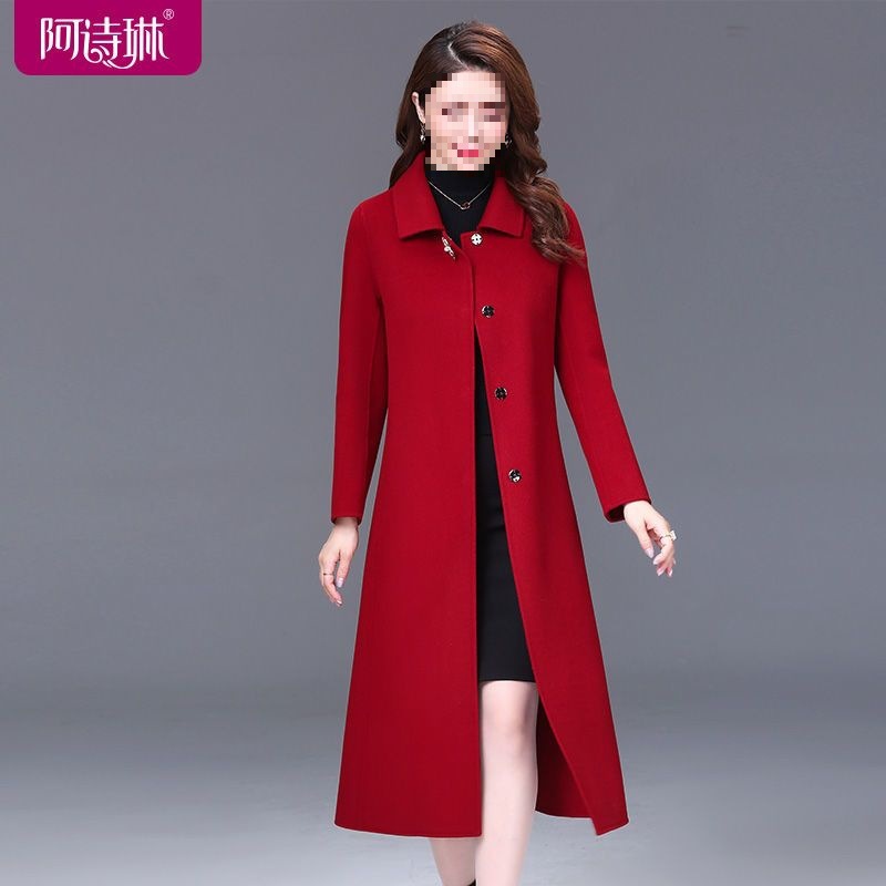 双面绒大衣中长款女秋冬新款羊毛大衣女毛呢外套修身中年上衣