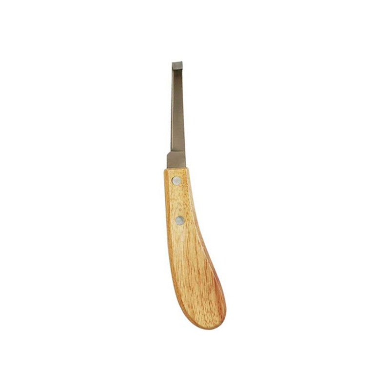 Cuchillo de corte de casco para ganado, mango de madera sólida izquierda y derecha, cuchillo de corte de casco para ganado de acero al carbono