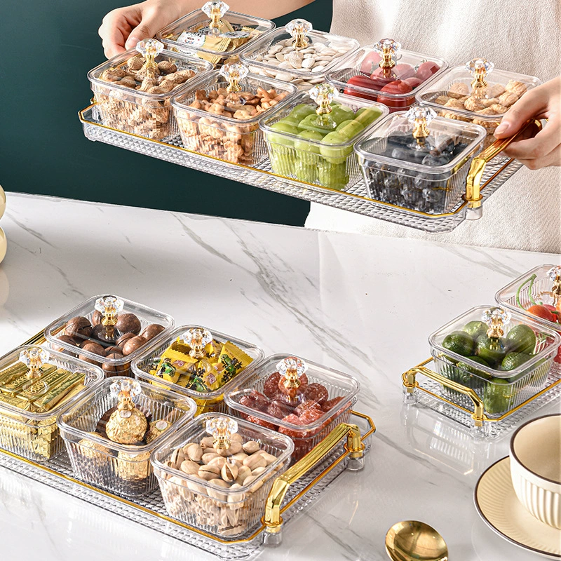 Легкая Роскошная тарелка для фруктов Гостиная Бытовой журнальный столик Закуски Тарелка для закусок Ящик для хранения конфет Орехи Тарелка для сухофруктов Разделенная