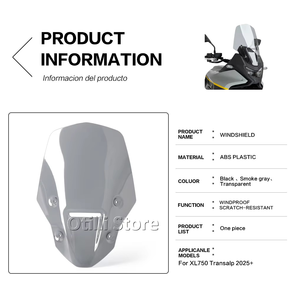 Honda Xl750 Transalp 2025-2026 Acrylic Windshield Motorcycle Modification Parts