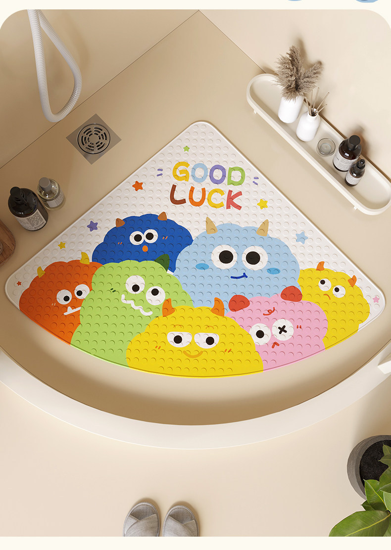 Fan-shaped cartoon bathroom non-slip floor mat for babies and children, shower room bath foot mat, bathroom toilet waterproof mat