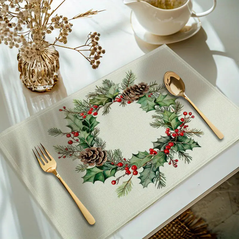 Transfronterizos lino almohadilla de mesa Aliexpress TEMU Amazon almohadilla de mesa cuadrada búfalo rojo almohadilla de Navidad Día de la Independencia