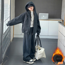 女童秋冬款韩版休闲加绒加厚套装2025新款女大童洋气时髦儿童冬装