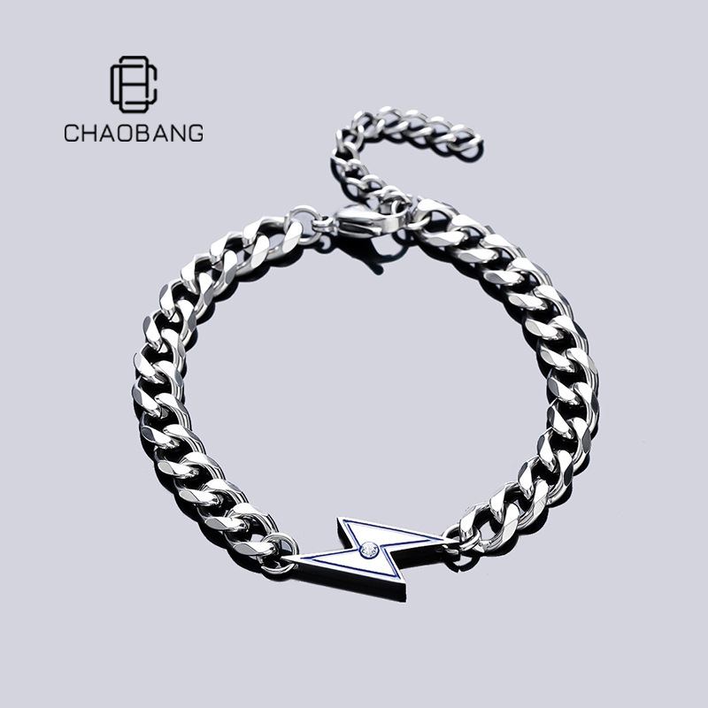 Lightning Bracelet Men's High-end Titanium Accessories Fashion All-match Instagram Hip-hop Accessories Women's Trendy Simple