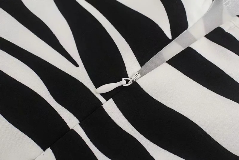 zebra print V-neck temperament suspender dress NSAC42579