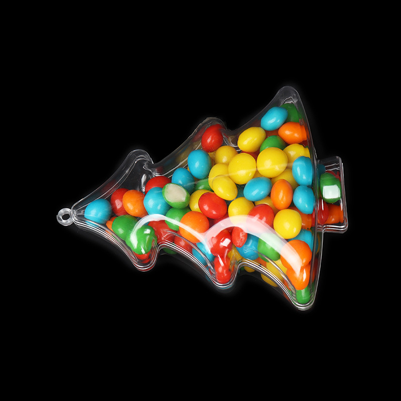 Nuevo creativo árbol de Navidad dulces caja de embalaje plástico transparente árbol de Navidad mini decoración de Navidad colgante al por mayor