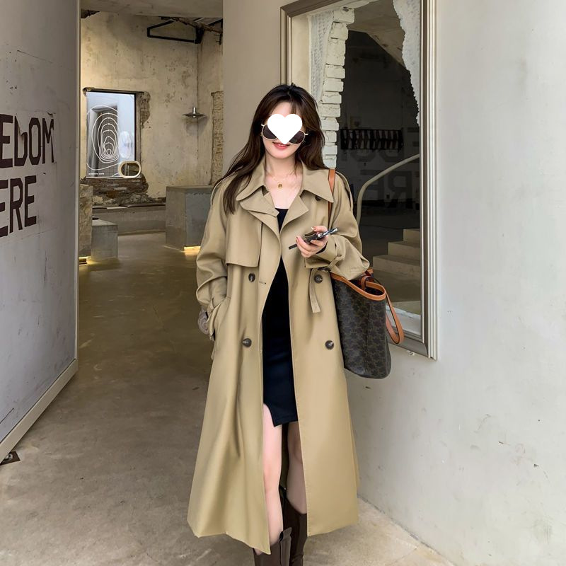 2025 British Style Trench Coat for Women, New Spring and Autumn Mid-Length Coat for Petite Students, Fashionable Over-The-Knee Coat