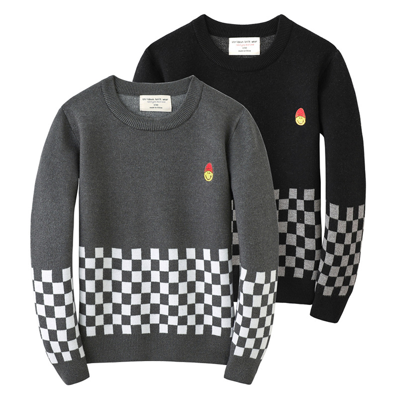 Ropa de otoño e invierno para niños 2022 nuevo suéter de fondo para niños suéter de niño mediano y grande engrosado jacquard abrigo suéter de niño
