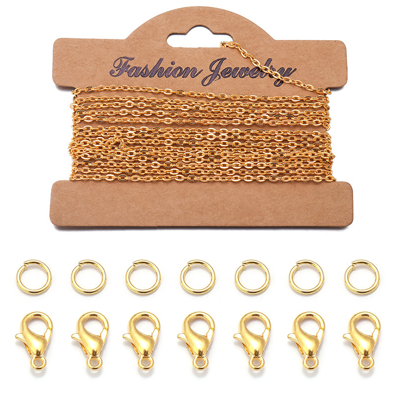 2*3mm flattened cross chain color electroplated copper clad iron chain flat pressed chain DIY jewelry combination accessories set