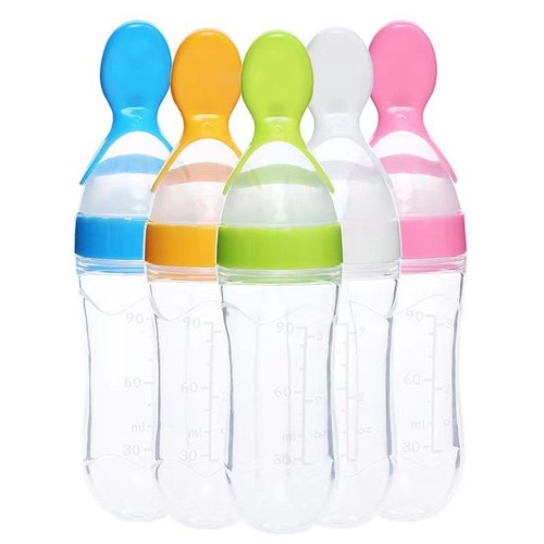 Baby silicone rice cereal bottle, baby rice cereal and puree food supplement feeding bottle, newborn feeding tableware, children's silicone spoon
