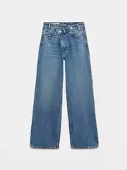 TAOP&ZA Early Autumn New Women's Commuter Double-Breasted High-Waist Wide-Leg Straight Jeans