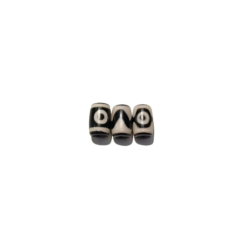 メーカー 11×16mm 小さな Dzi ビーズ ブレスレット、多用途のパッティング オイル加工、黒と白のクラフト パッティング、風化した虎の歯|undefined