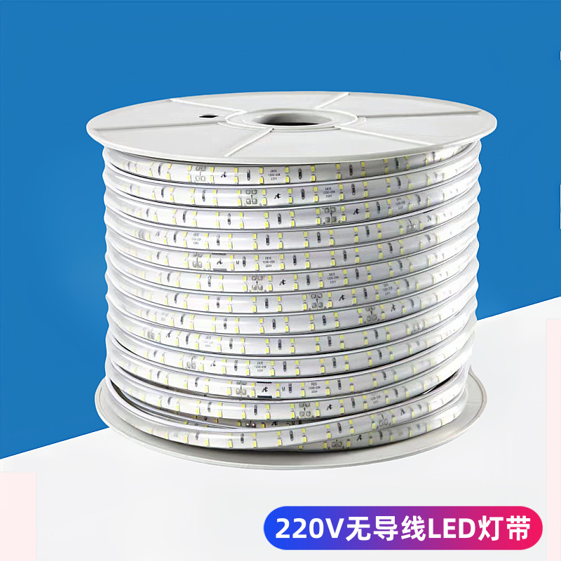 Cinturón de lámpara sin conductor al aire libre correa de lámpara impermeable LED de silicona de alta luminosidad correa de lámpara de manguito 220V PVC impermeable doble fila de alto voltaje