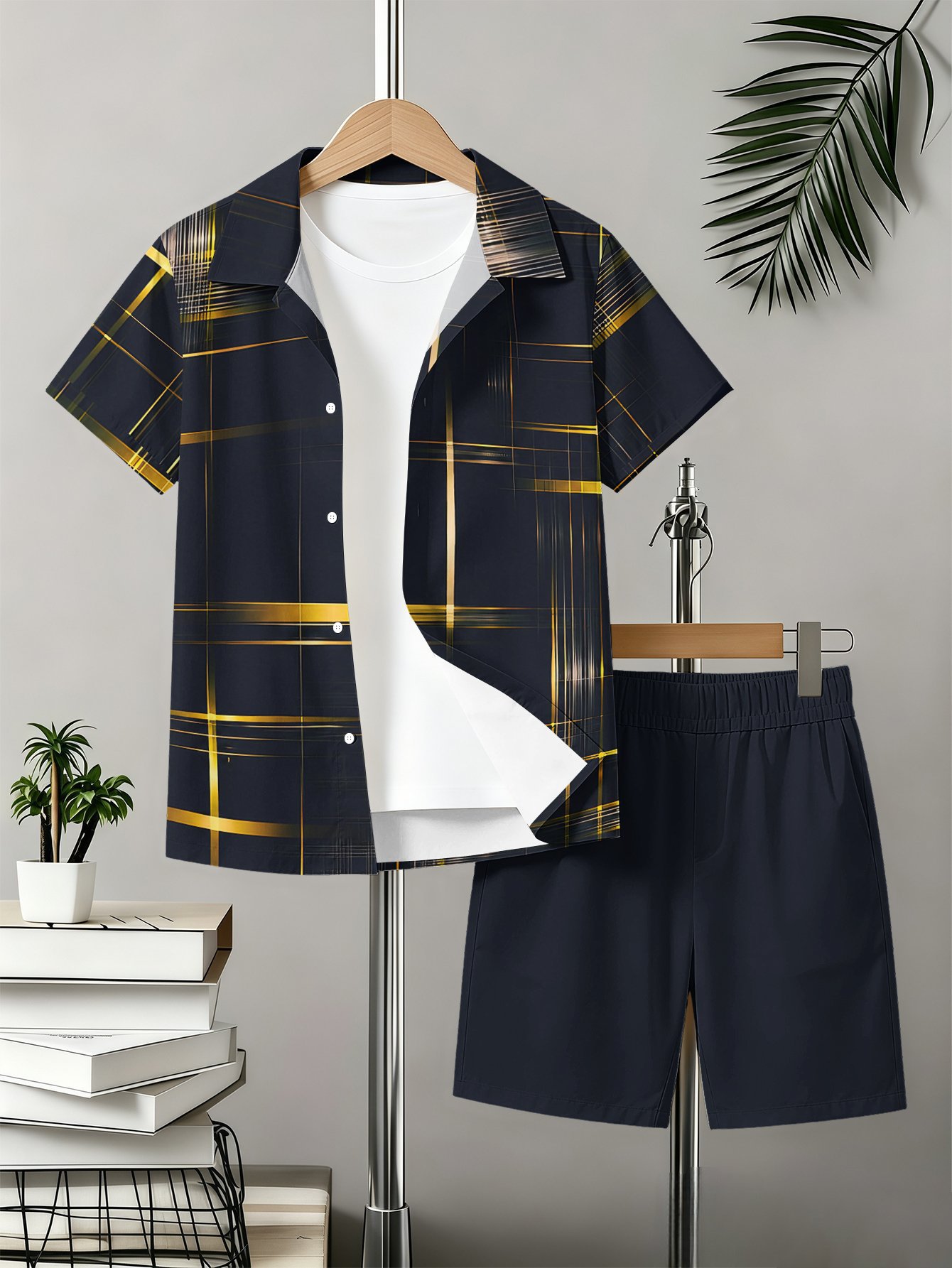Zomer set voor jongens met overhemd en shorts met 3d print_voghion.com
