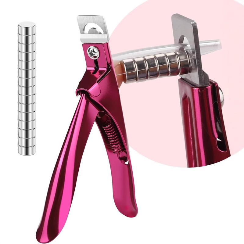 Rose Red French U-Shaped Nail Scissors with Magnet, Stainless Steel Nail Clippers Delayed