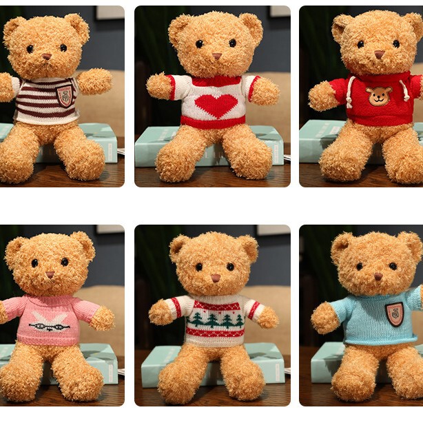 Teddy Bear Sweater Plush Toy Promotional Ring Valentine's Day Gift with Logo Printing Wholesale Teddy Bear Sweater Plush Toy Promotional Ring Valentine's Day Gift with Logo Printing Wholesale