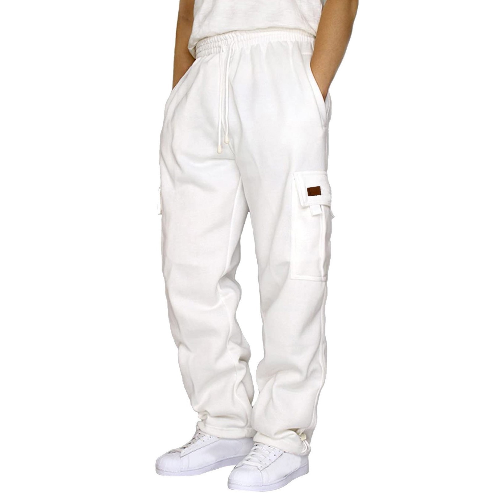 1 Cross-Border Foreign Trade Hot-Selling Men's Casual Fleece-Lined Jogger With Multiple Pockets And Drawstring_voghion.com