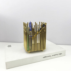 High-end European-style metal pen holder, makeup brush storage bucket, eyebrow pencil, nail comb, hairbrush organizer, cosmetic storage box