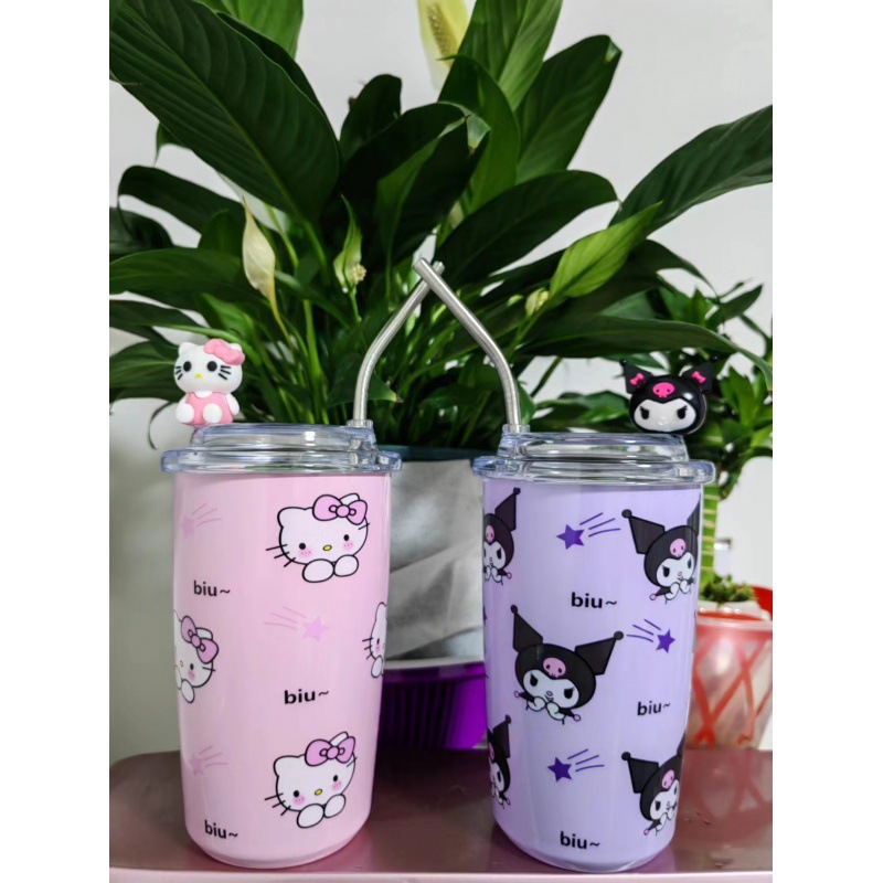 Sanli o Yugui perro coolomi 304 taza de vacío chica de alto aspecto lindo de los niños en línea Rojo estudiante KT gato taza de agua