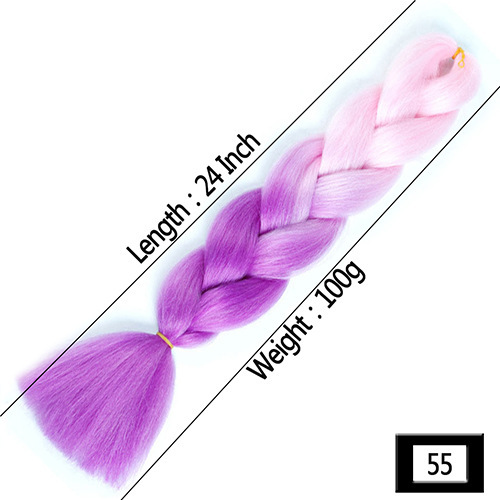 Peruca de comercio exterior gran trenza color gradiente africano gran trenza fibra química de alta temperatura seda trenza pelucina trenzada extensión de pelo