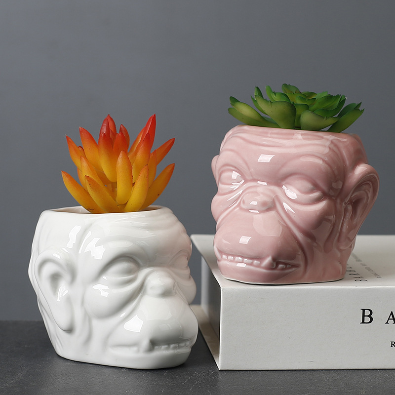 Wholesale supply of cross-border gardening Amazon e-commerce fleshy flowerpot ceramic art retro creative plant flower ware