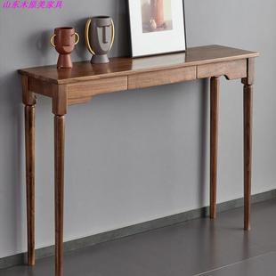 Nordic solid wood black walnut light luxury hallway table new Chinese retro hallway table modern minimalist wall narrow table