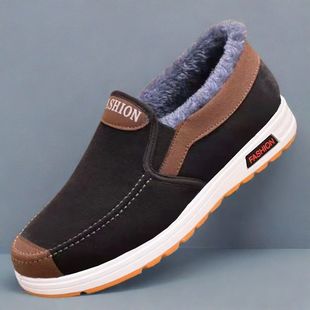 Winter Old Beijing Cloth Shoes Men's Cotton Shoes Non-slip Soft Sole Warm Men's Cotton Shoes Thickened fleece-lined Middle-aged and Elderly Cotton Boots