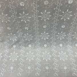 厂家直批纯棉绣精梳棉布立体花棉线棉布9088镂空刺绣面料刺绣面料