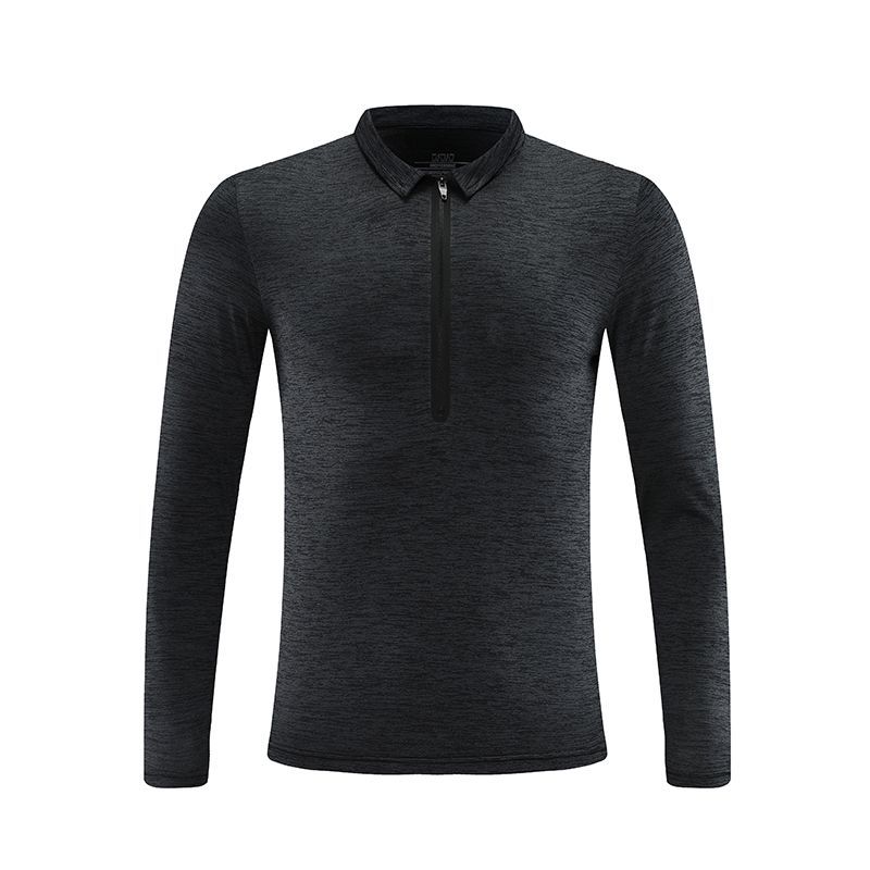 Hombres de primavera y otoño deportes de manga larga media cremallera collar de soporte de secado rápido transpirable camiseta juvenil camiseta casual camiseta superior