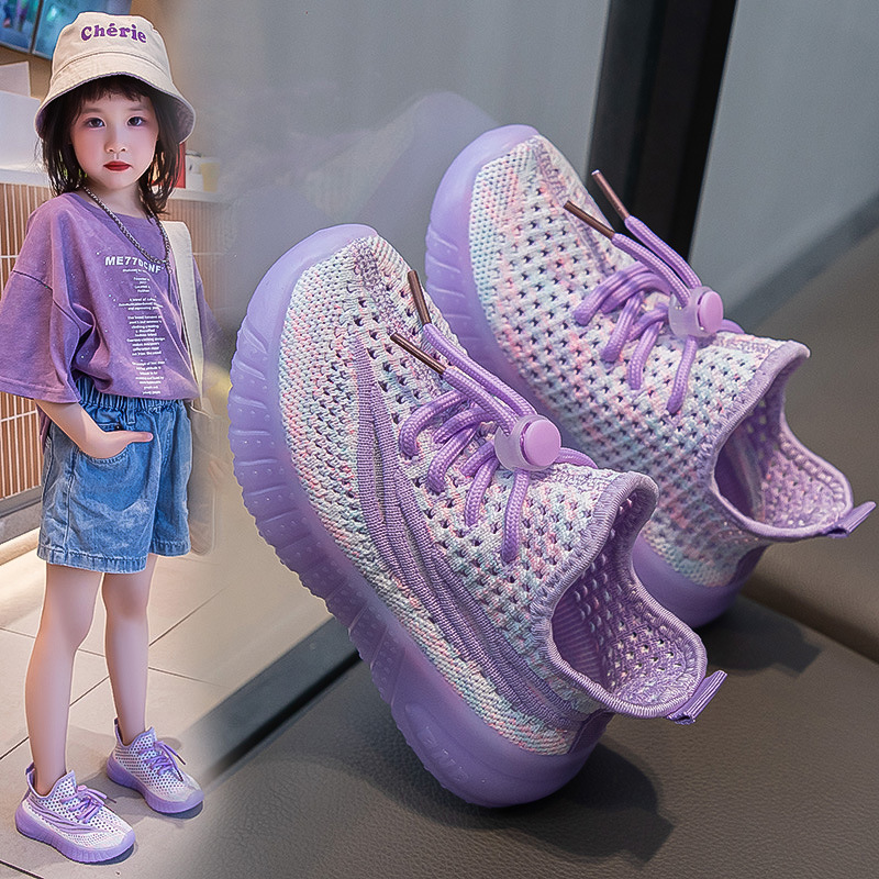 Calzado deportivo para niños, zapatos para niñas, verano 2025 nuevos zapatos blancos, rendimiento de malla transpirable, zapatos de malla de coco para niñas