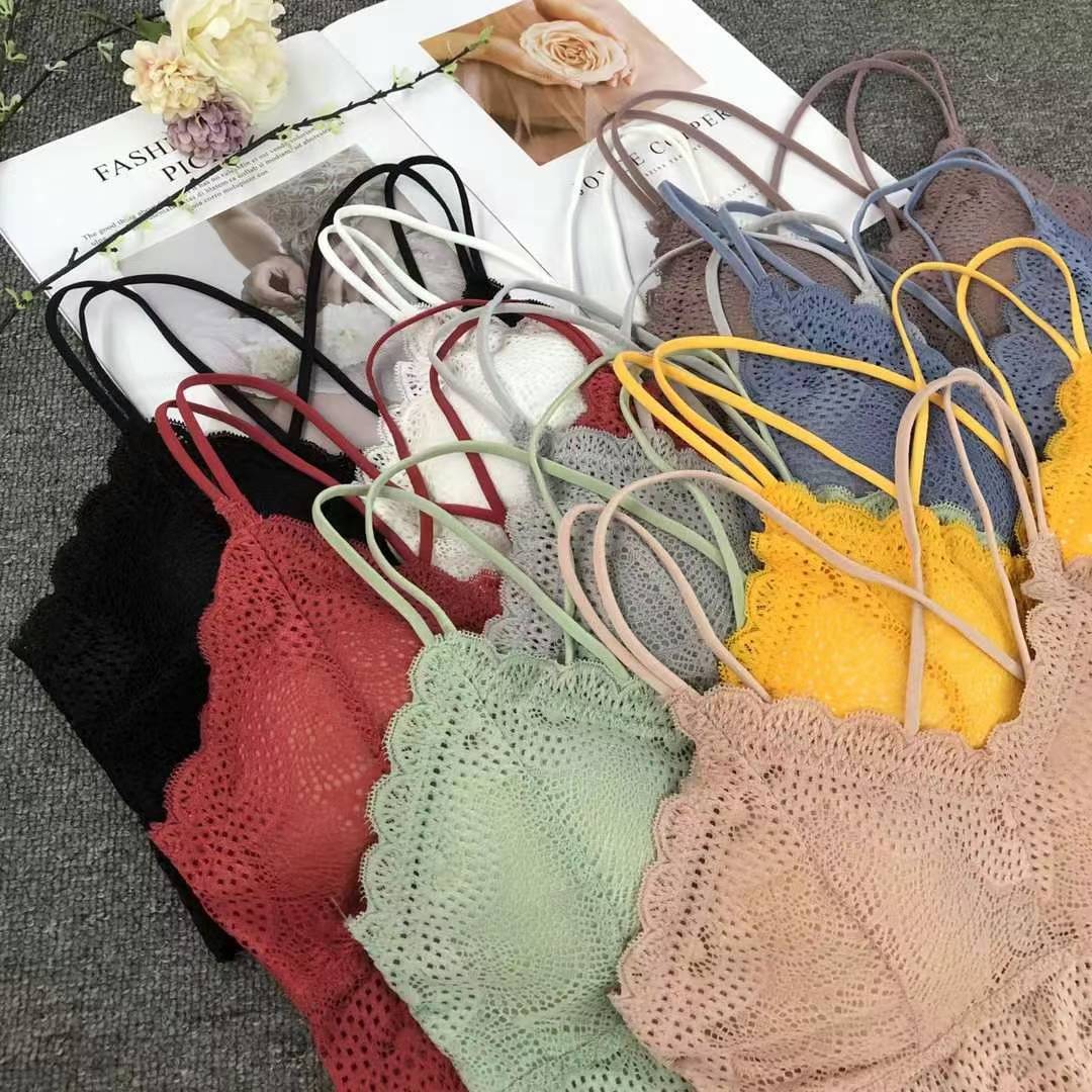 Nuevo encaje de alta elasticidad de alta calidad, chaleco de mujer sin anillo de acero, bra de yoga, ropa interior deportiva, mujer al por mayor