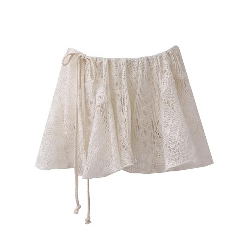 Lace hem skirt for women to layer over jeans, Korean style high-end waist skirt, vintage one-piece half skirt