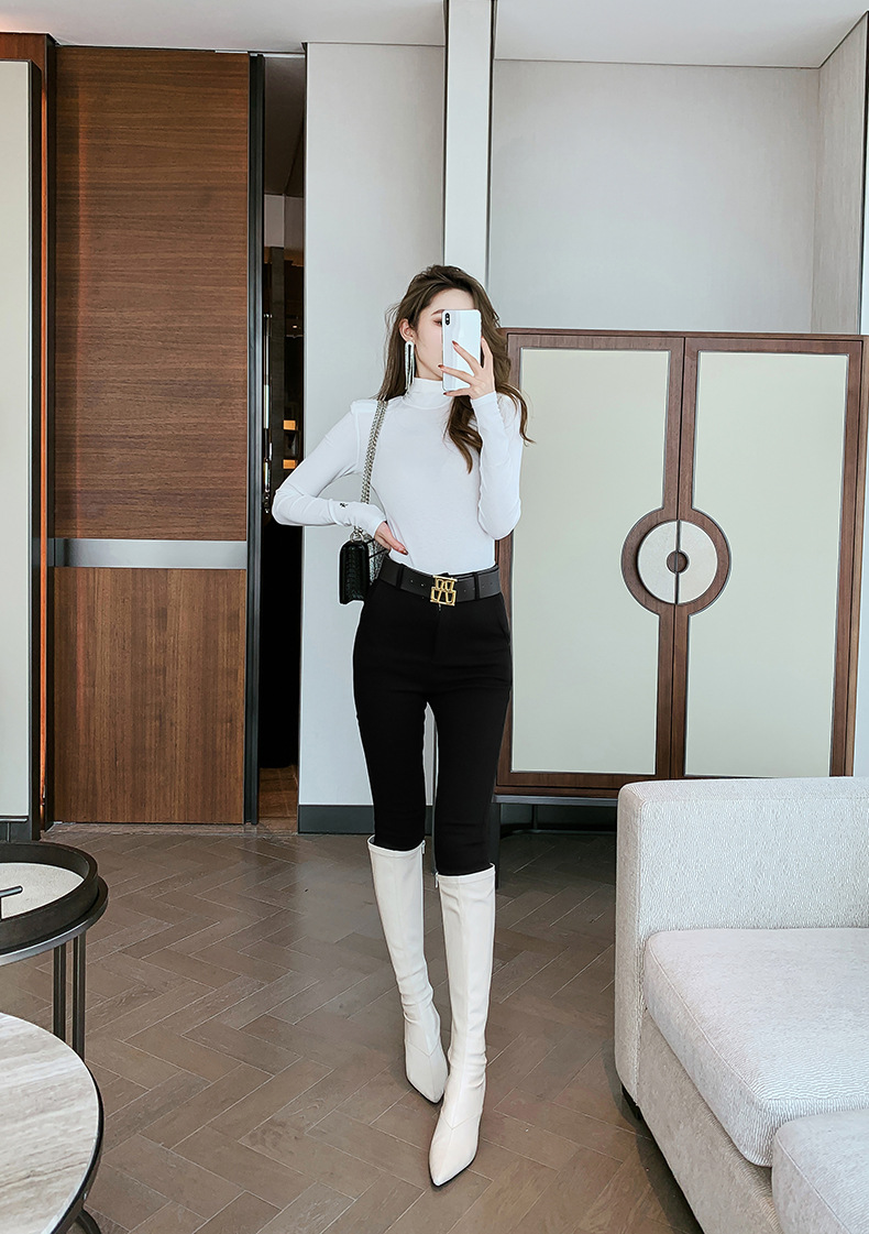 Quần dài bút chì nữ eo cao dáng ôm phong cách Hàn Quốc — Màu đen chi tiết 11