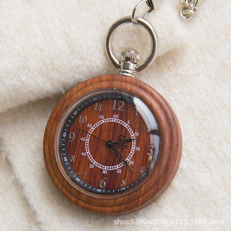 in stock red sandalwood pocket watch retro style pocket watch large dial pocket watch with sweater chain