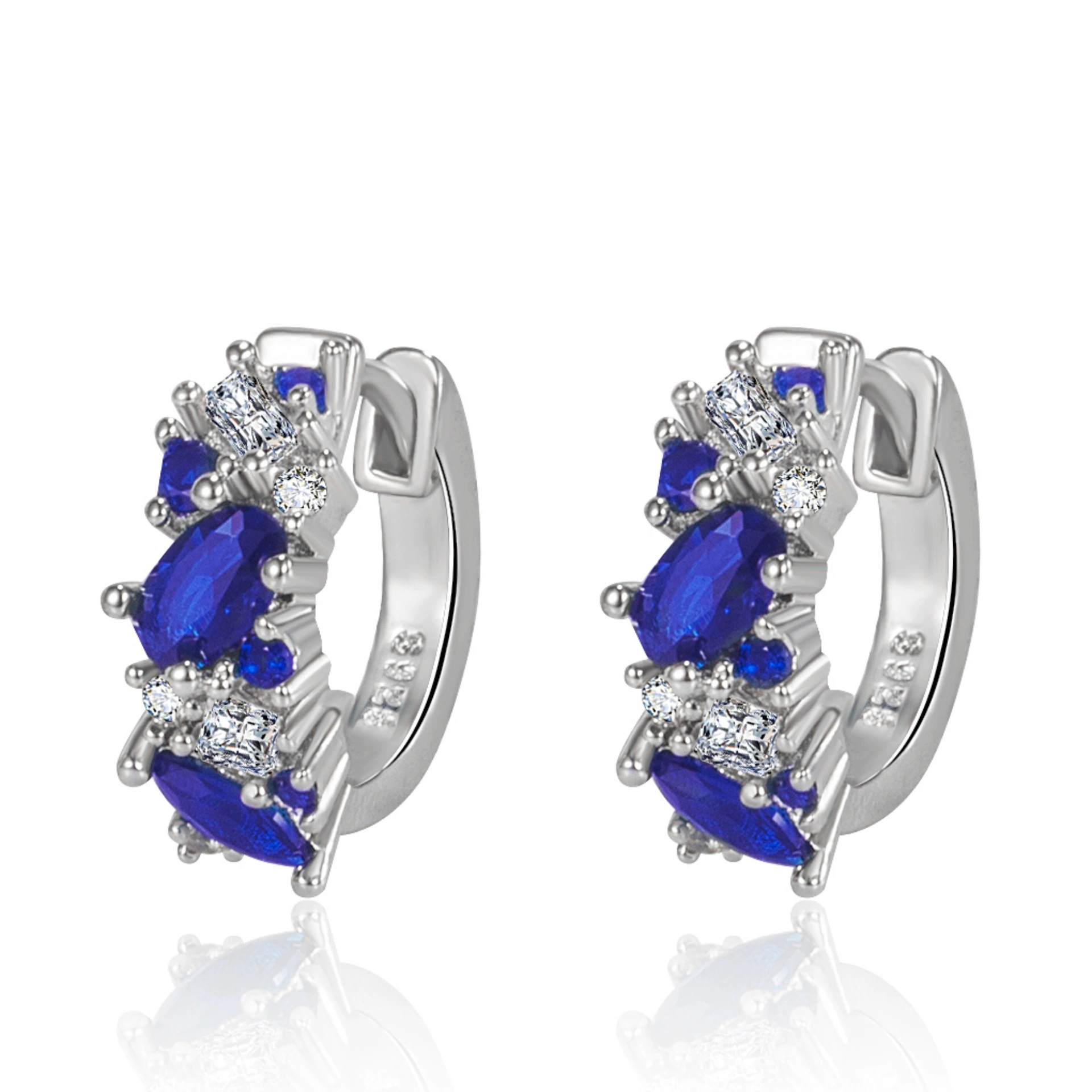 Platinum blue diamond, earrings, blue zirconium