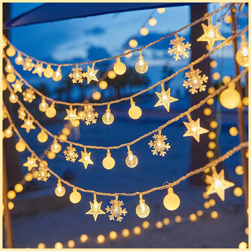 LED al aire libre acampamiento lámpara de luz flash lámpara de color pequeña lámpara de bola de luz de Navidad atmósfera decoración lámpara estrella