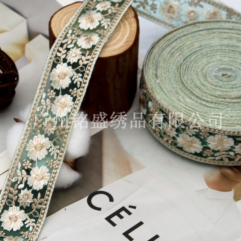 3.5cm新品欧根紗刺繍レース服アクセサリー漢服頭飾りベルトアクセサリーレース花リボン