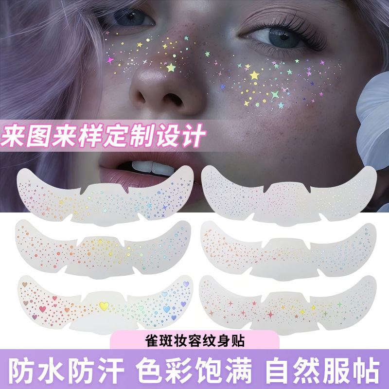 Popular Gold Foil Tattoo Stickers, Waterproof Glitter Stars and Butterflies for Parties, Stage Performances, Freckle Makeup Face Stickers Popular Gold Foil Tattoo Stickers, Waterproof Glitter Stars and Butterflies for Parties, Stage Performances, Freckle Makeup Face Stickers
