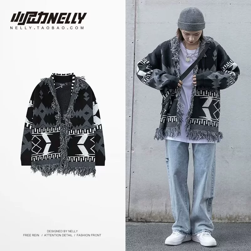 Схема сети P35 yuan B014 # свитер-пальто черный M--2XL