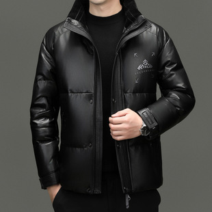 Young and Middle-aged 2024 Autumn and Winter New Haining Genuine Leather Men's Sheepskin Leather Jacket Down Jacket Thickened Jacket