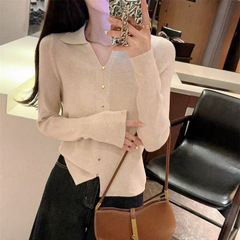 不退换E132针织衫V领薄款翻领正肩衬衫Polo衫毛衣女