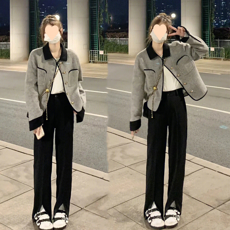 法式氣質名媛灰色小香風外套女春秋季設計高級感小個子短款棒球服