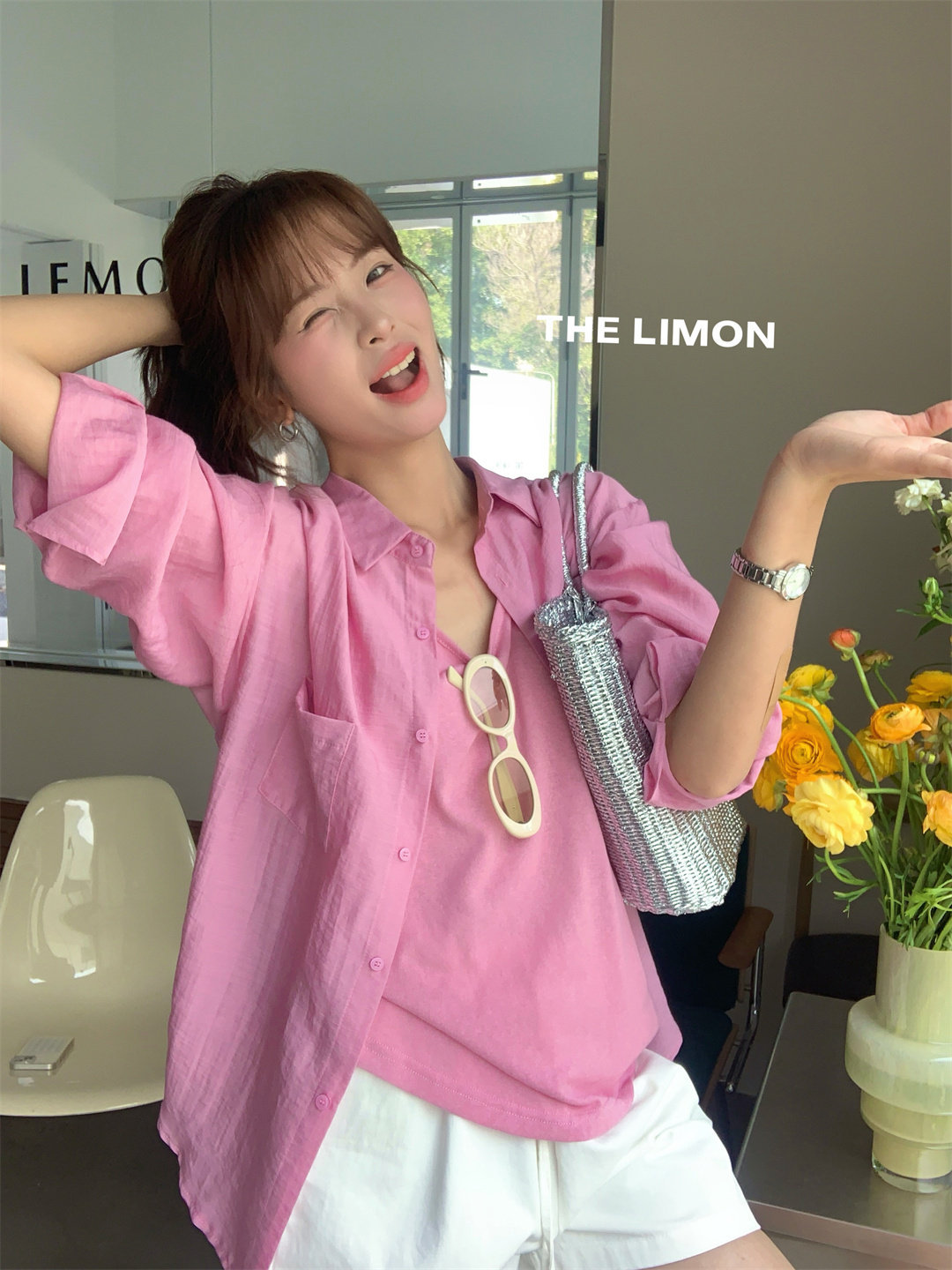 Áo sơ mi chống nắng nữ tay dài cổ bẻ dáng rộng chất liệu mỏng nhẹ — Vàng nhạt, xanh nhạt, Xanh Hàn, Xanh lá cây nhạtcolor chi tiết 54