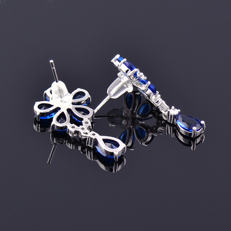 Fashion Flower Copper Plating Inlay Rhinestones Drop Earrings 1 Pair