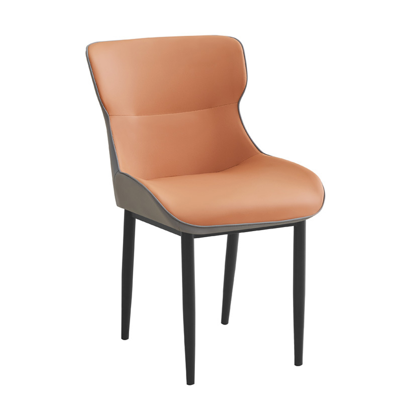 Silla de comedor de lujo de cuero simple y moderna silla de acero al carbono silla de ocio multicolor silla de recepción de hotel