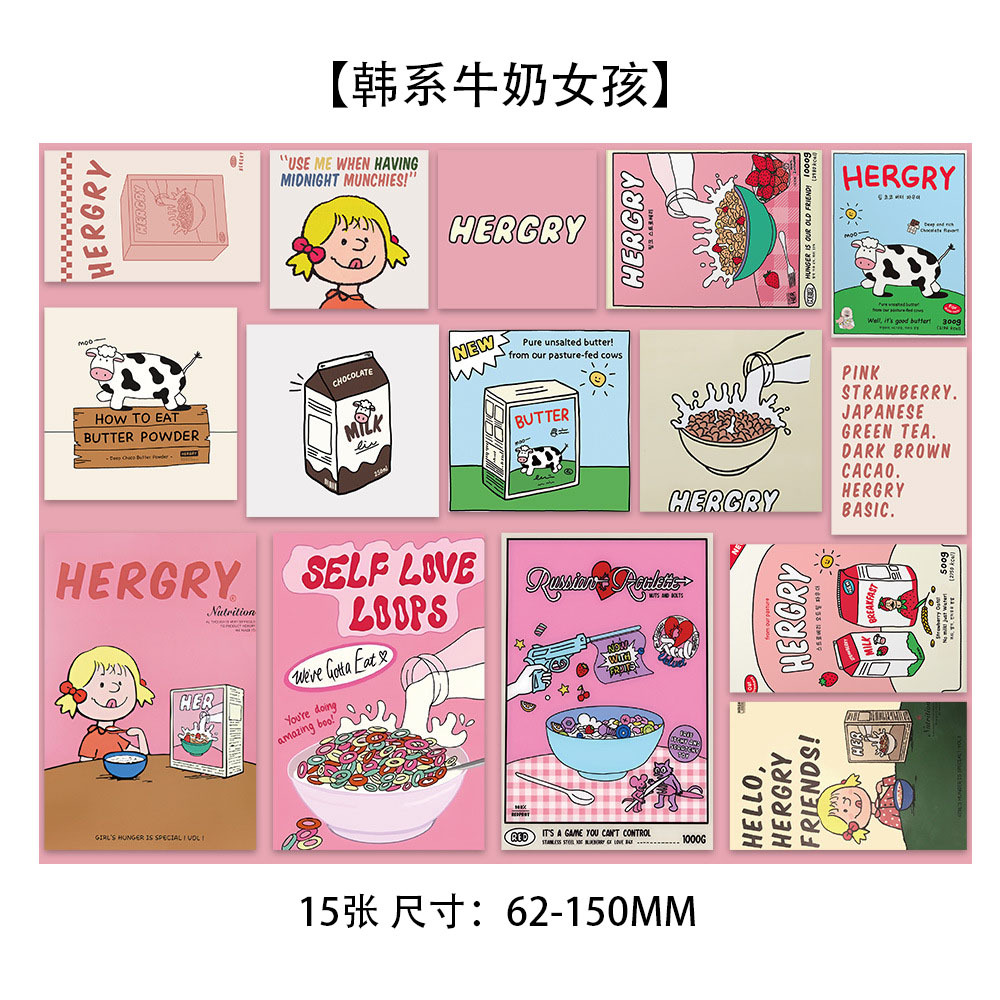 10 tarjetas de tinta micro tarjetas postales de dibujos animados de alto nivel dormitorio posters de pared decoración de fondo pegatinas de pared