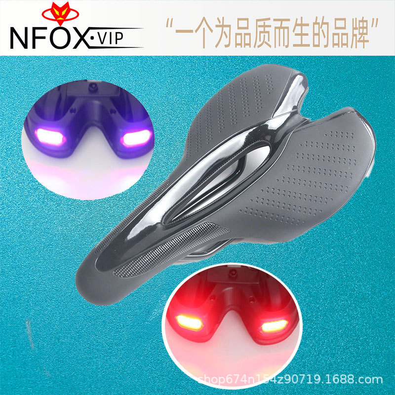 PLSELIS cojín de bicicleta de carretera de montaña con luz trasera sillín de fibra de carbono cojín de asiento suave hueco bolsa de asiento de silicona