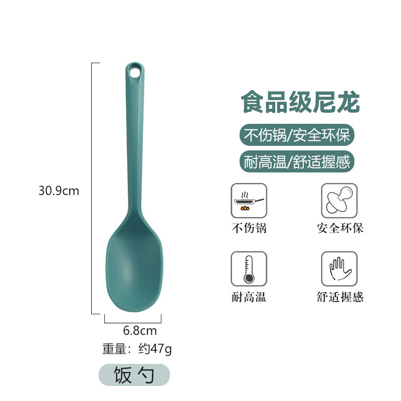 Utensilios de cocina de nailon de una pieza, juego de 6 piezas, suplemento alimenticio para bebés, cocina resistente a altas temperaturas, cuchara, espátula, juego de garras en polvo